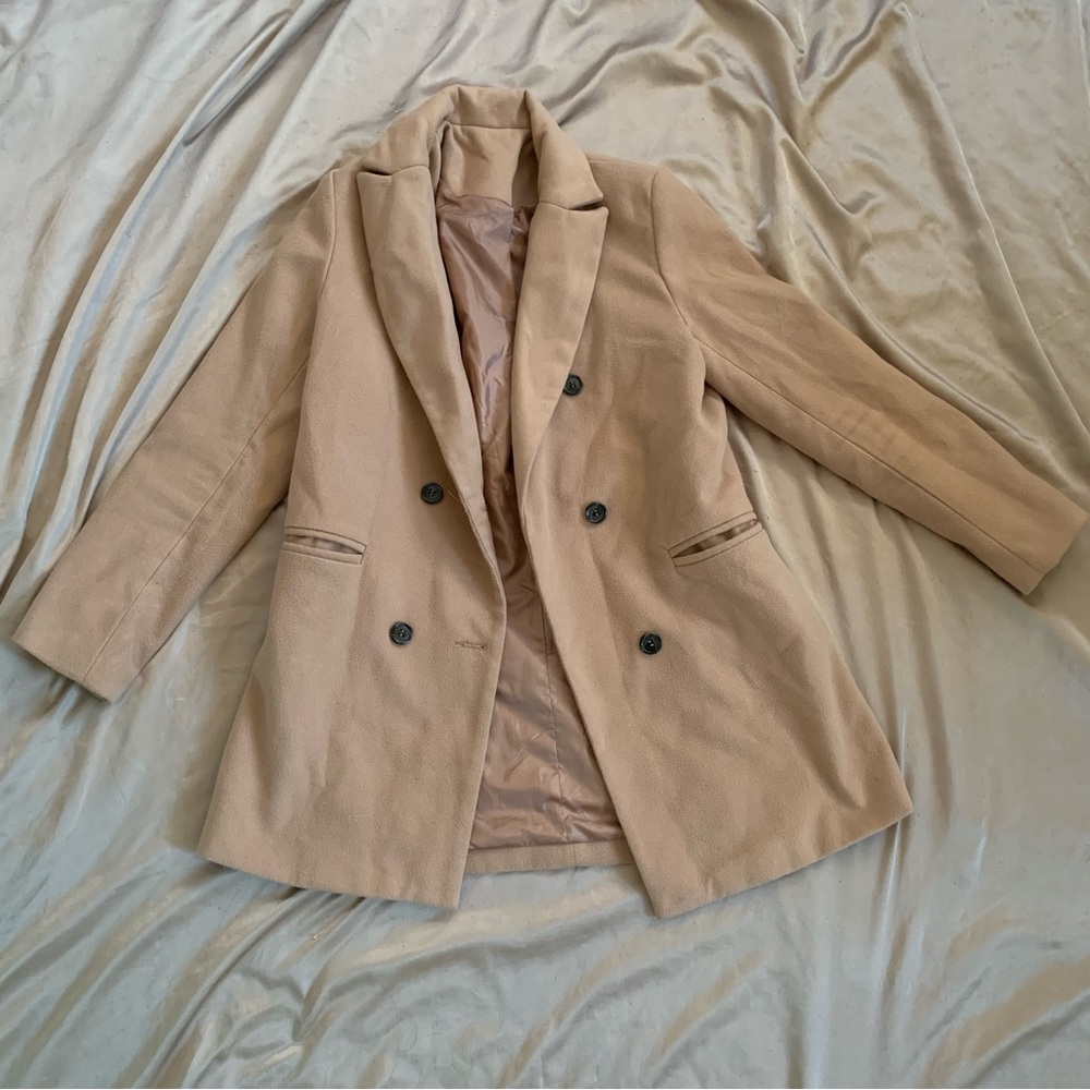 Beige Double Breasted Pea Coat